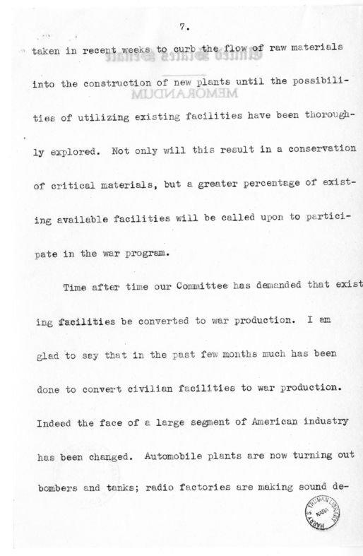 Speech of Senator Harry S. Truman to the Railraod Telegraphers Convention at Kansas City, Missouri