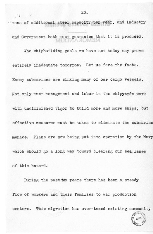 Speech of Senator Harry S. Truman to the Railraod Telegraphers Convention at Kansas City, Missouri
