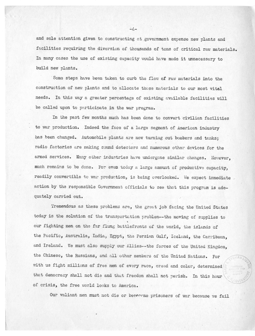 Speech of Senator Harry S. Truman at the Dedication of the American Legion Monument, St. Louis, Missouri