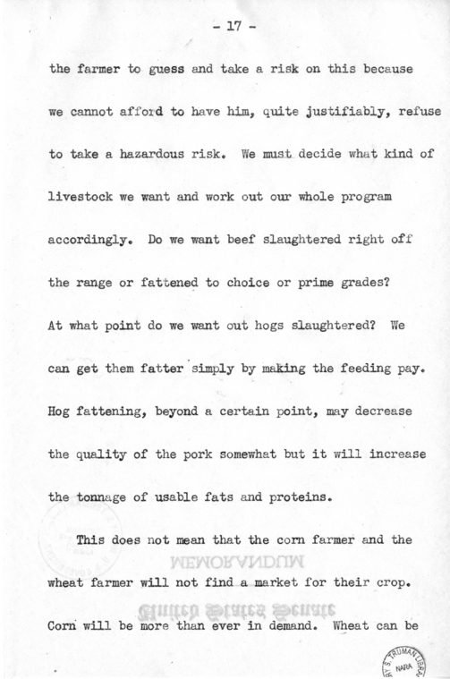 Campaign Speech of Senator Harry S. Truman