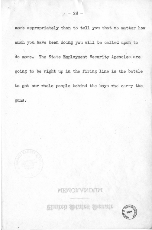 Campaign Speech of Senator Harry S. Truman