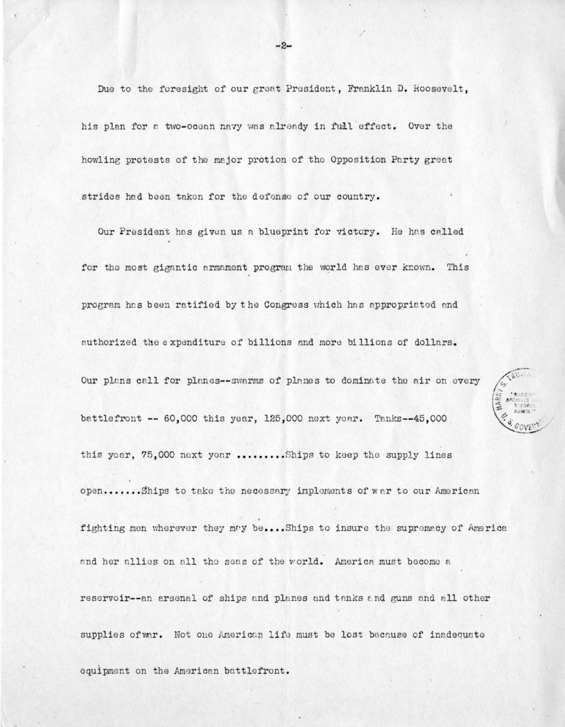 Speech of Senator Harry S. Truman at Caruthersville, Missouri