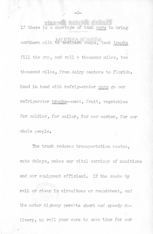 Speech of Senator Harry S. Truman Before the American Trucking Association at St. Louis, Missouri