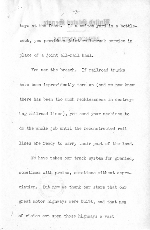 Speech of Senator Harry S. Truman Before the American Trucking Association at St. Louis, Missouri