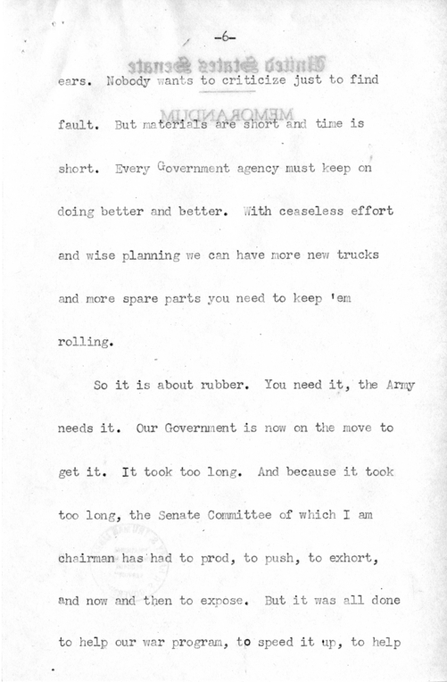 Speech of Senator Harry S. Truman Before the American Trucking Association at St. Louis, Missouri