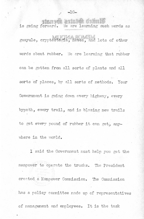Speech of Senator Harry S. Truman Before the American Trucking Association at St. Louis, Missouri