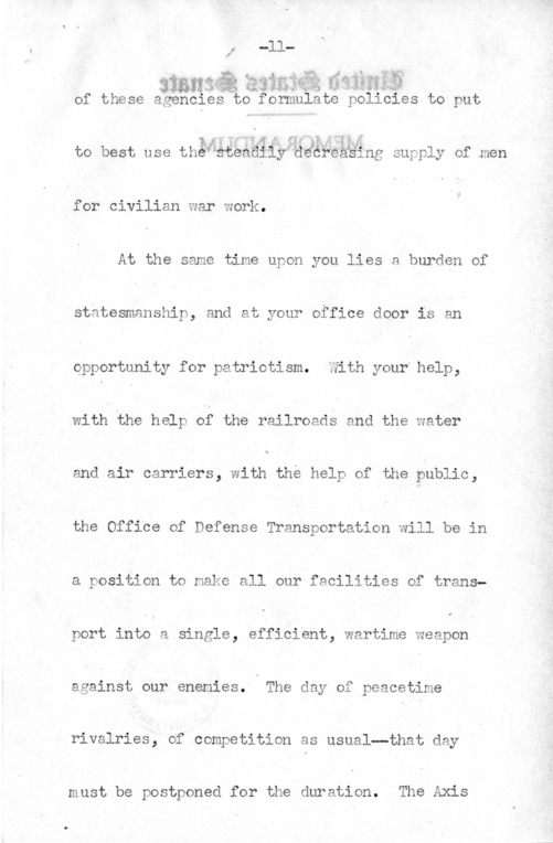 Speech of Senator Harry S. Truman Before the American Trucking Association at St. Louis, Missouri