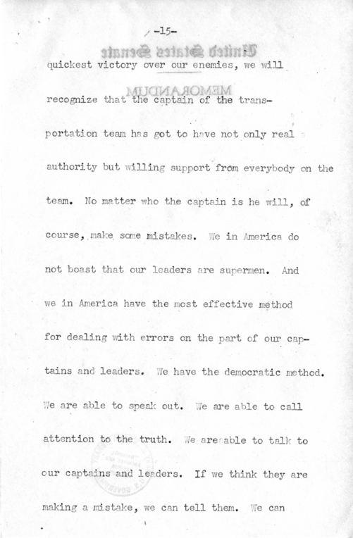 Speech of Senator Harry S. Truman Before the American Trucking Association at St. Louis, Missouri