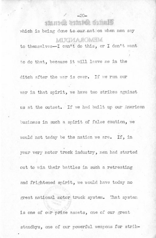 Speech of Senator Harry S. Truman Before the American Trucking Association at St. Louis, Missouri