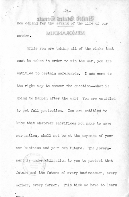 Speech of Senator Harry S. Truman Before the American Trucking Association at St. Louis, Missouri