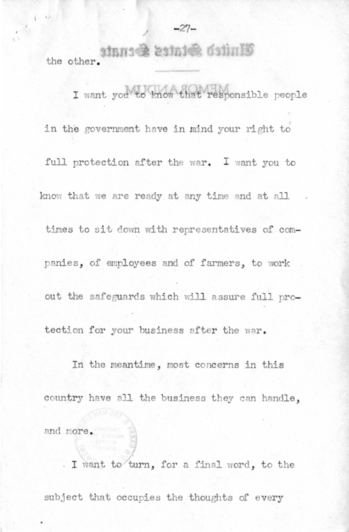 Speech of Senator Harry S. Truman Before the American Trucking Association at St. Louis, Missouri