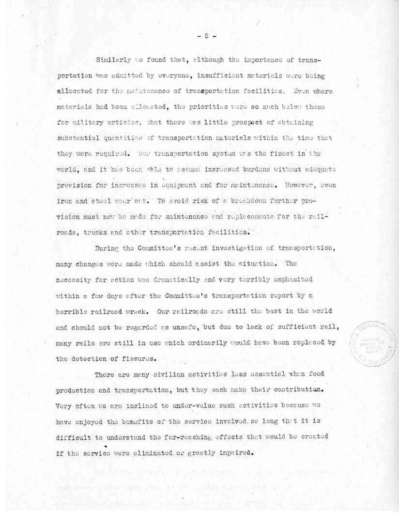 Speech of Senator Harry S. Truman at New York, New York