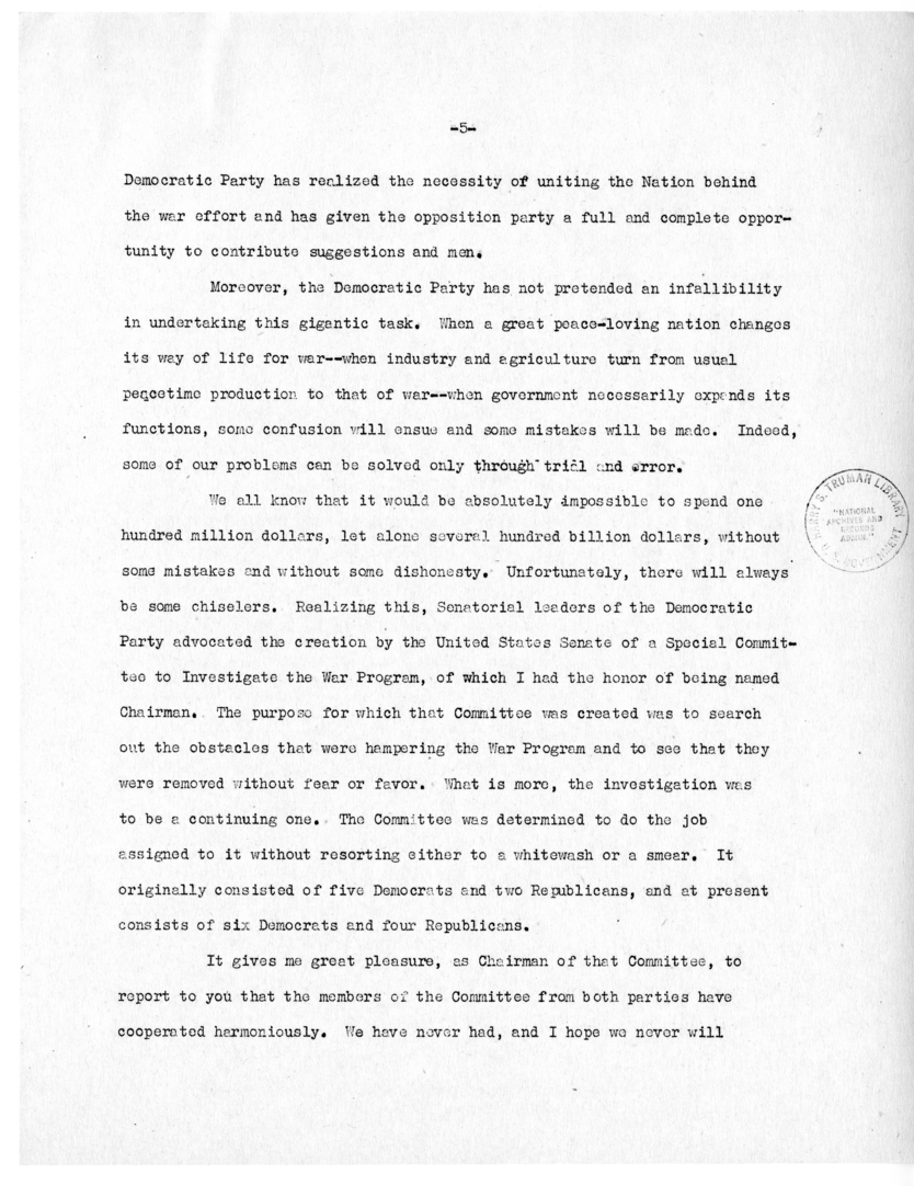 Speech of Senator Harry S. Truman at San Francisco, California