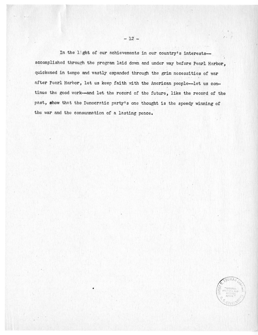 Speech of Senator Harry S. Truman at San Francisco, California