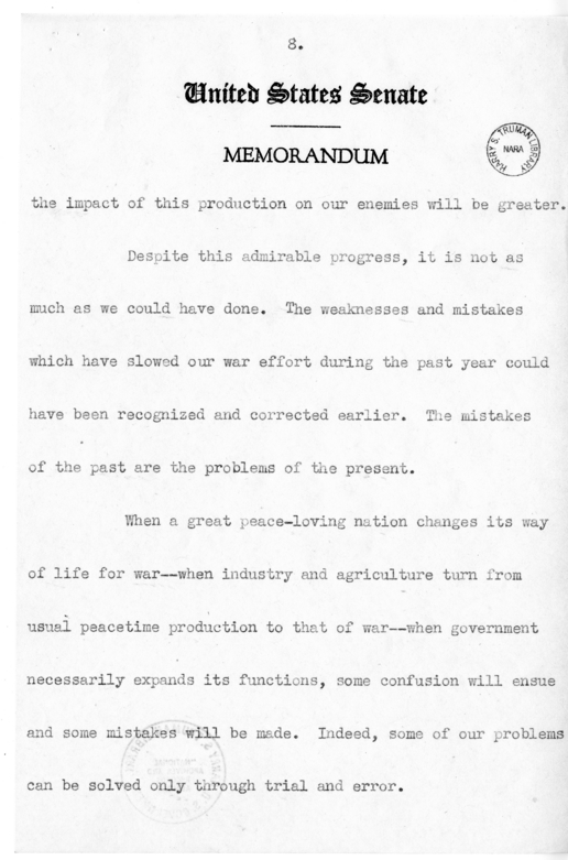 Speech of Senator Harry S. Truman at Newark, New Jersey