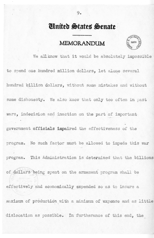 Speech of Senator Harry S. Truman at Newark, New Jersey
