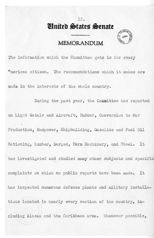 Speech of Senator Harry S. Truman at Newark, New Jersey
