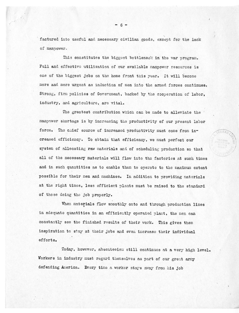 Speech of Senator Harry S. Truman Scranton, Pennsylvania