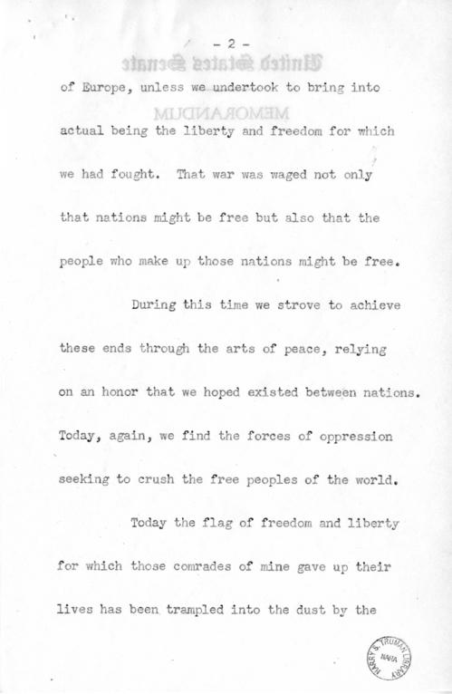 Speech of Senator Harry S. Truman at Chicago, Illinois