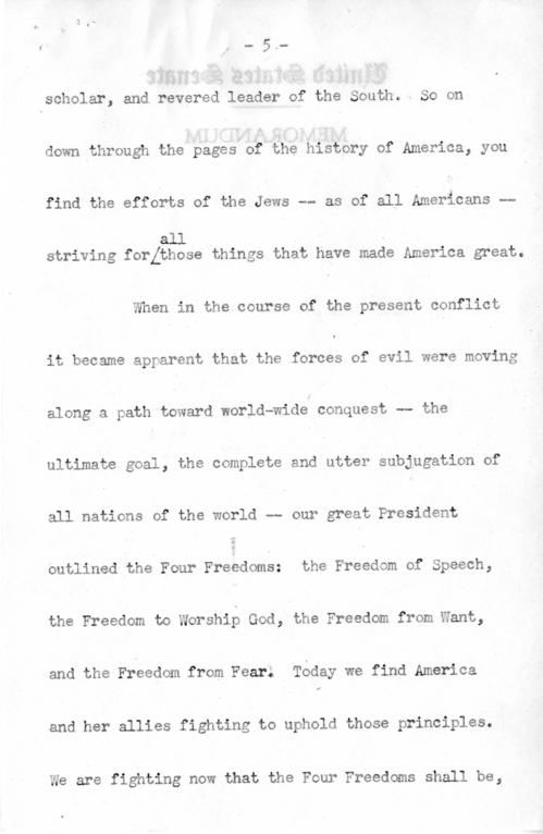 Speech of Senator Harry S. Truman at Chicago, Illinois