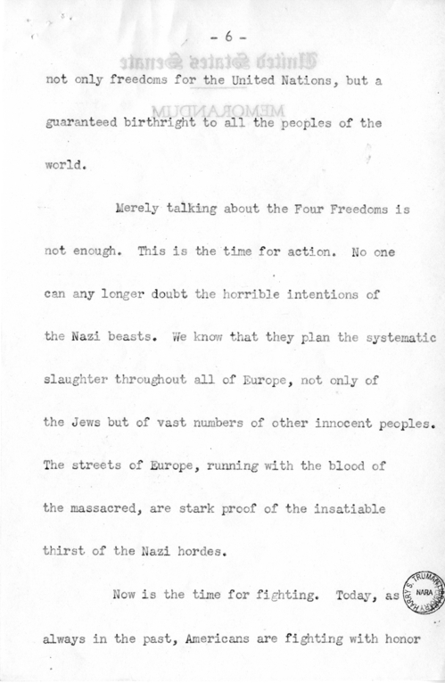 Speech of Senator Harry S. Truman at Chicago, Illinois