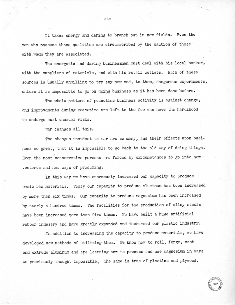 Speech of Senator Harry S. Truman at Kirksville, Missouri