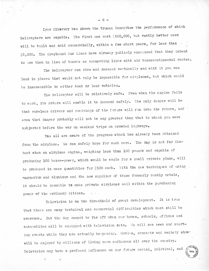 Speech of Senator Harry S. Truman at Kirksville, Missouri