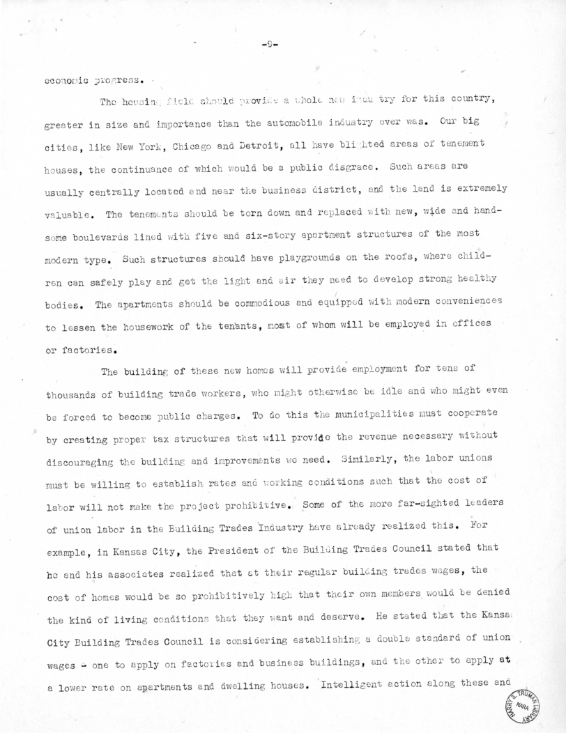 Speech of Senator Harry S. Truman at Kirksville, Missouri
