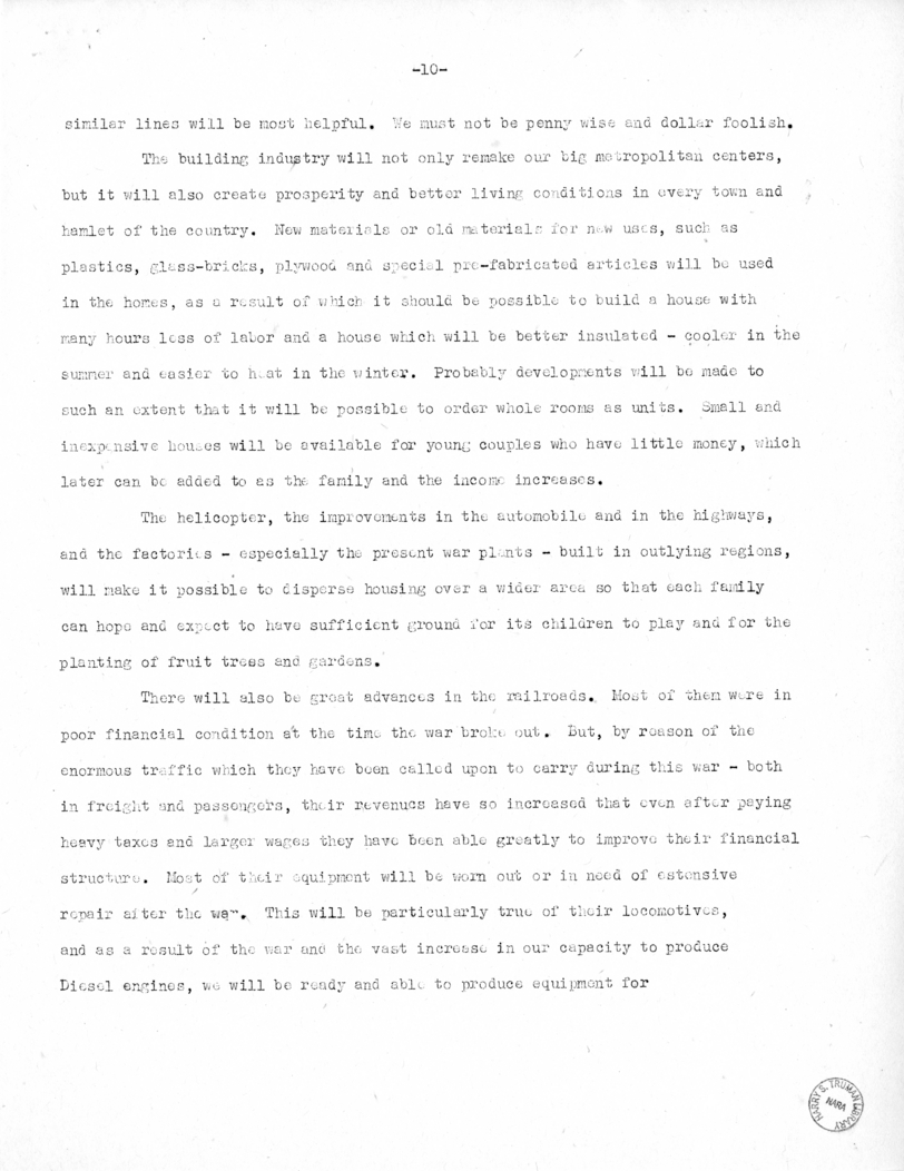 Speech of Senator Harry S. Truman at Kirksville, Missouri