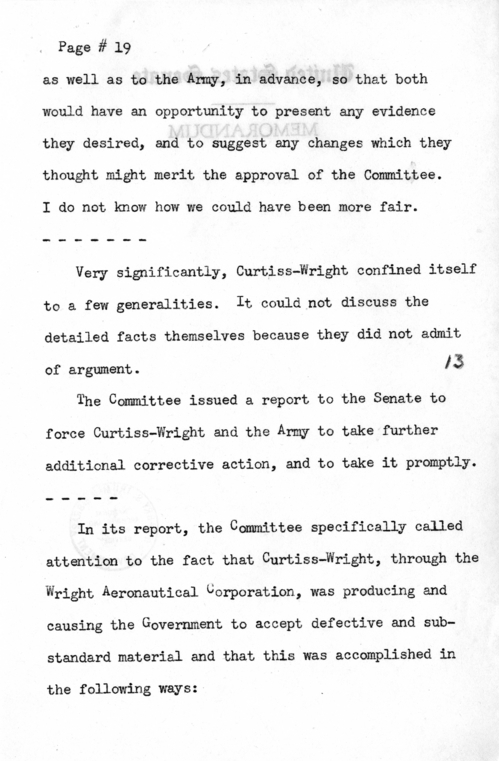 Draft Radio Speech of Senator Harry S. Truman Delivered at Shenandoah, Iowa