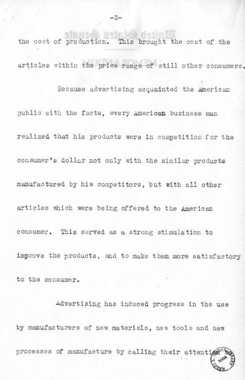 Speech of Senator Harry S. Truman at Chicago, Illinois