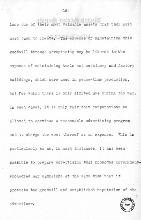 Speech of Senator Harry S. Truman at Chicago, Illinois