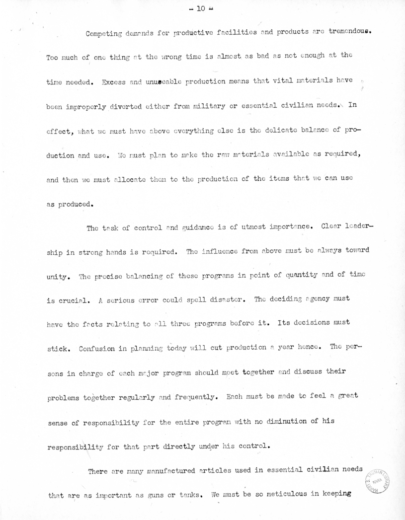 Speech of Senator Harry S. Truman at Washington, D.C.