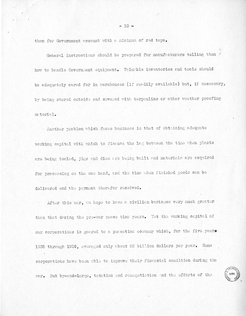 Speech of Senator Harry S. Truman Before the National Conference of the Society for Advancement of Management at New York, New York