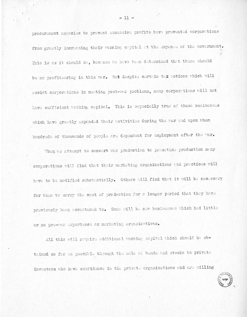 Speech of Senator Harry S. Truman Before the National Conference of the Society for Advancement of Management at New York, New York