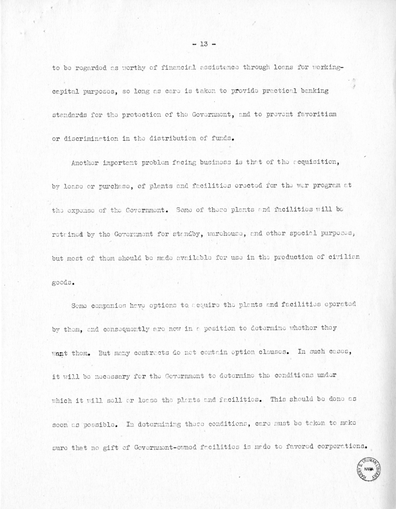 Speech of Senator Harry S. Truman Before the National Conference of the Society for Advancement of Management at New York, New York