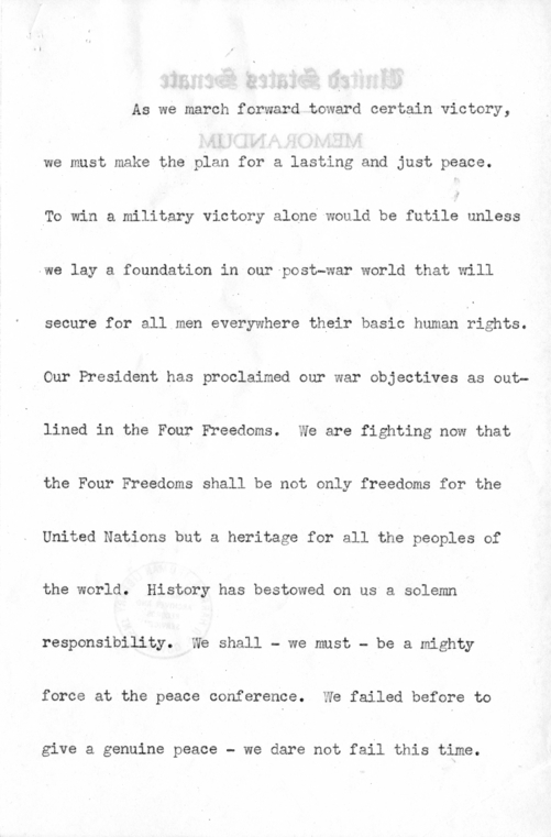 Speech of Senator Harry S. Truman at Philadelphia, Pennsylvania