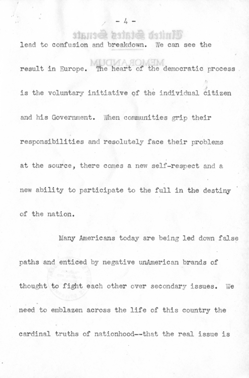 Speech of Senator Harry S. Truman at Philadelphia, Pennsylvania