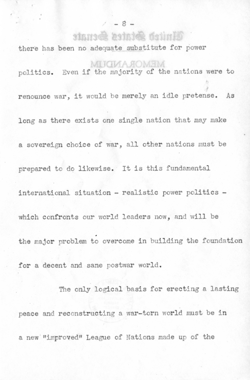 Speech of Senator Harry S. Truman at Philadelphia, Pennsylvania