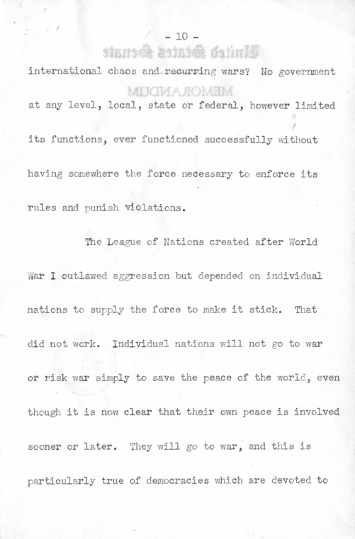 Speech of Senator Harry S. Truman at Philadelphia, Pennsylvania
