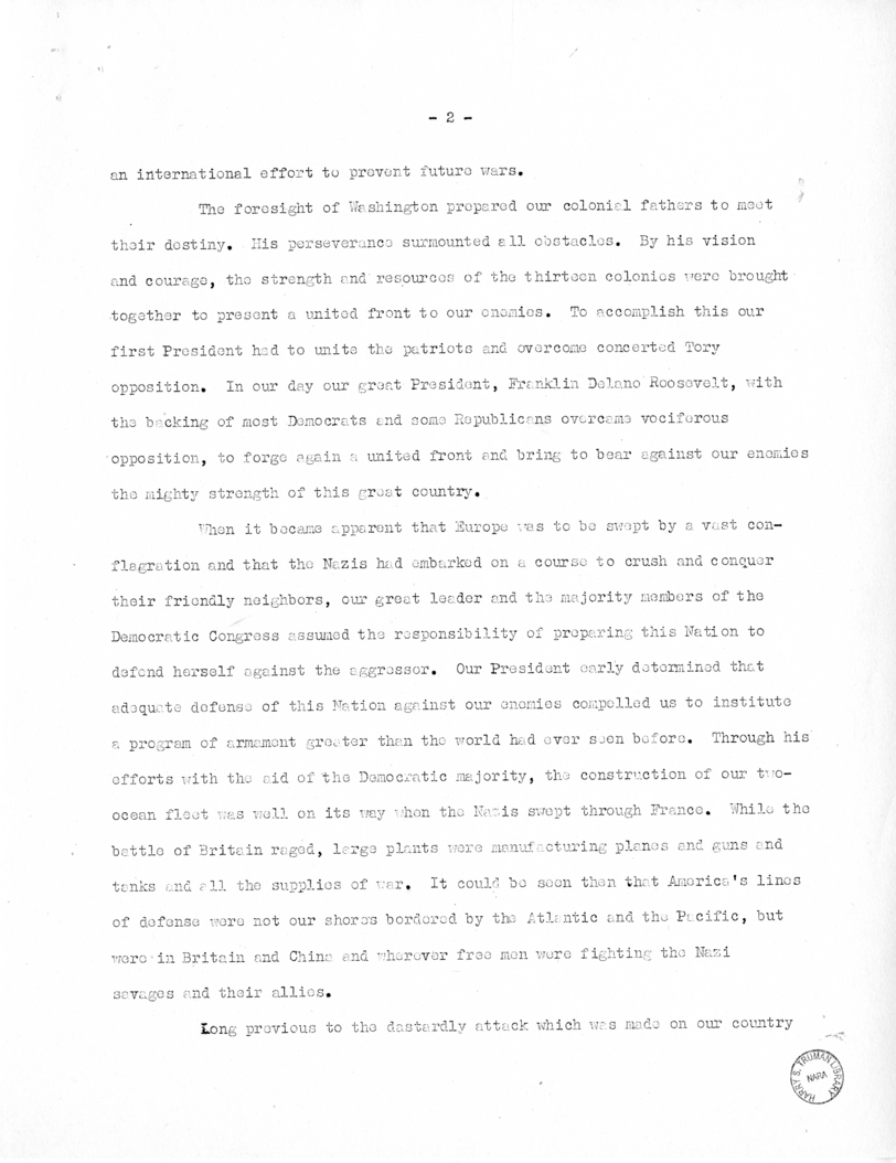 Speech of Senator Harry S. Truman at Jacksonville, Florida