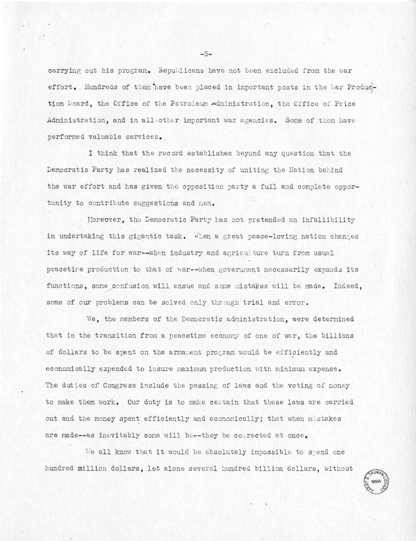 Speech of Senator Harry S. Truman at Jacksonville, Florida