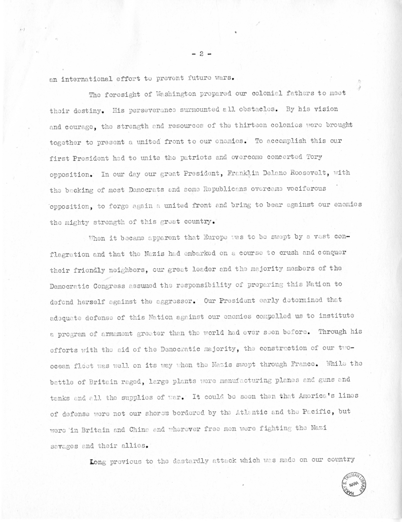 Speech of Senator Harry S. Truman at Fort Lauderdale, Florida