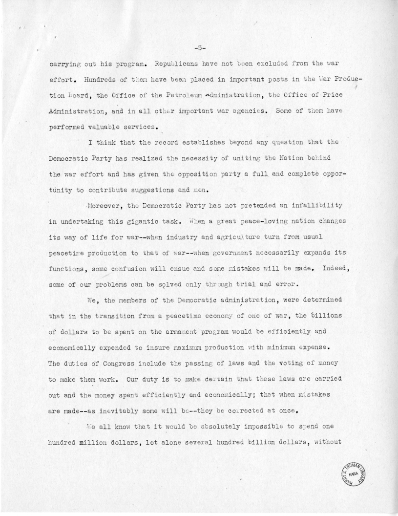 Speech of Senator Harry S. Truman at Fort Lauderdale, Florida
