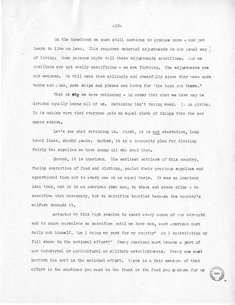 Speech of Senator Harry S. Truman at Fort Lauderdale, Florida