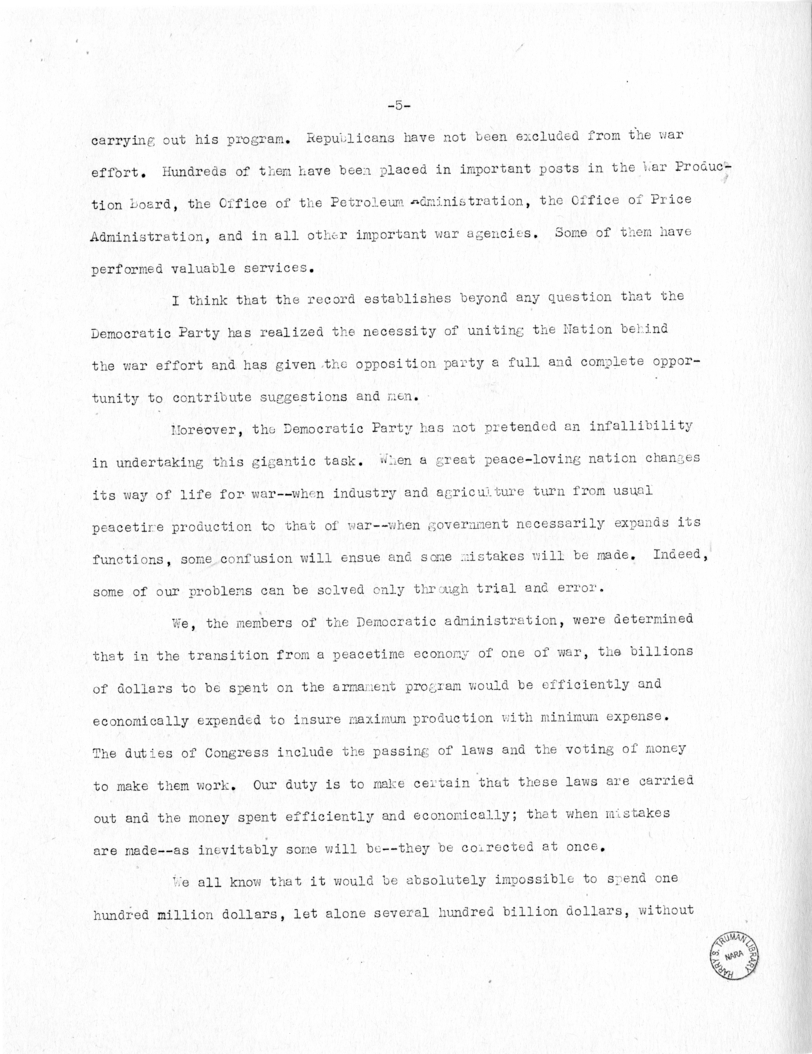 Speech of Senator Harry S. Truman at Topeka, Kansas