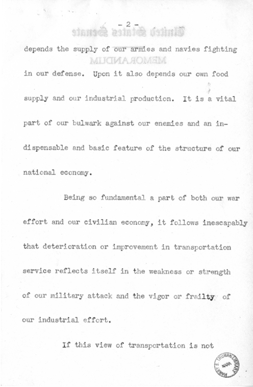Speech of Senator Harry S. Truman Before the Traffic Club at Reading, Pennsylvania
