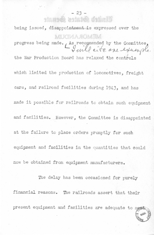 Speech of Senator Harry S. Truman Before the Traffic Club at Reading, Pennsylvania