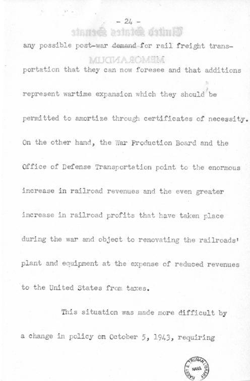 Speech of Senator Harry S. Truman Before the Traffic Club at Reading, Pennsylvania