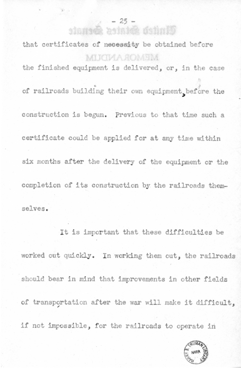 Speech of Senator Harry S. Truman Before the Traffic Club at Reading, Pennsylvania